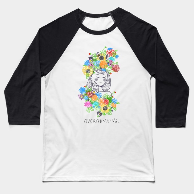 OVERTHINKING (black version) Baseball T-Shirt by lilyakkuma